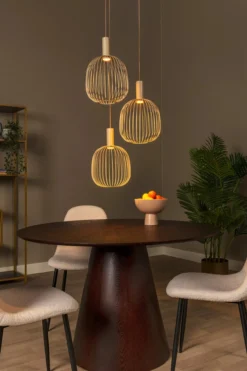 Hanglamp Esterel rond 3-lichts taupe