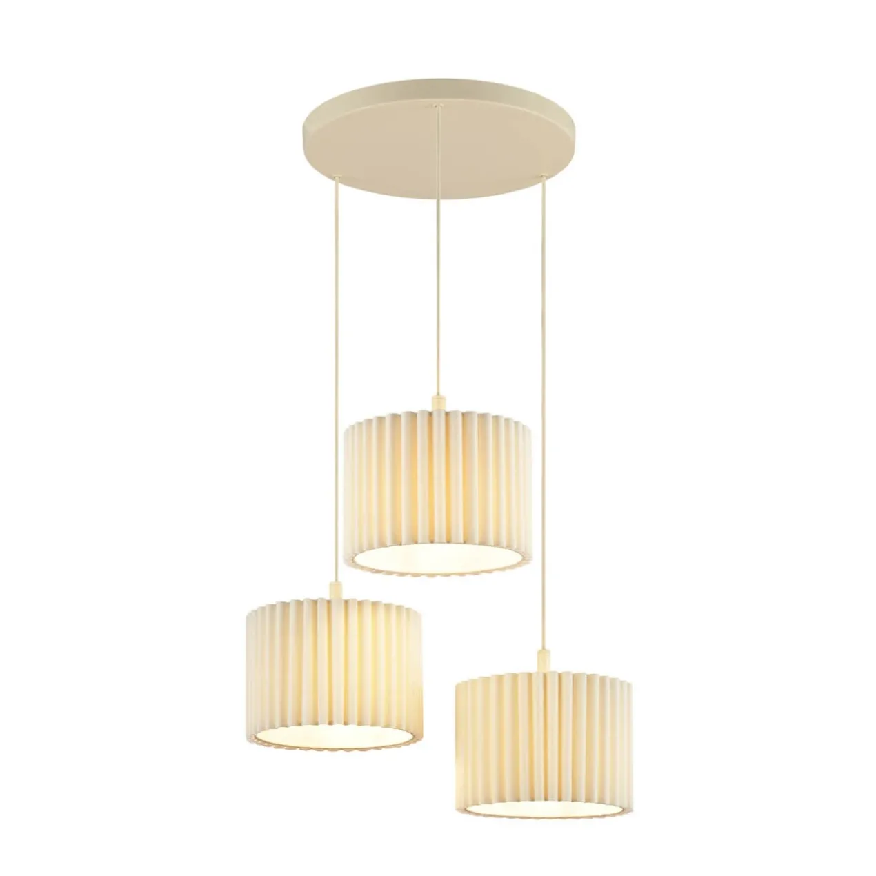 Hanglamp Ferry 3-lichts rond beige