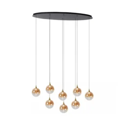 Hanglamp Gisela 8-lichts ovaal amber