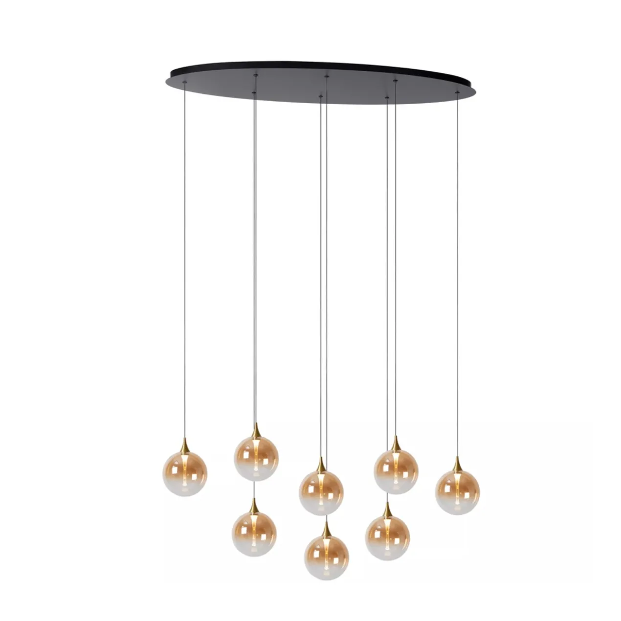 Hanglamp Gisela 8-lichts ovaal amber