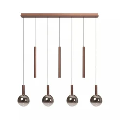 Hanglamp Jasmine balk 7-lichts koper