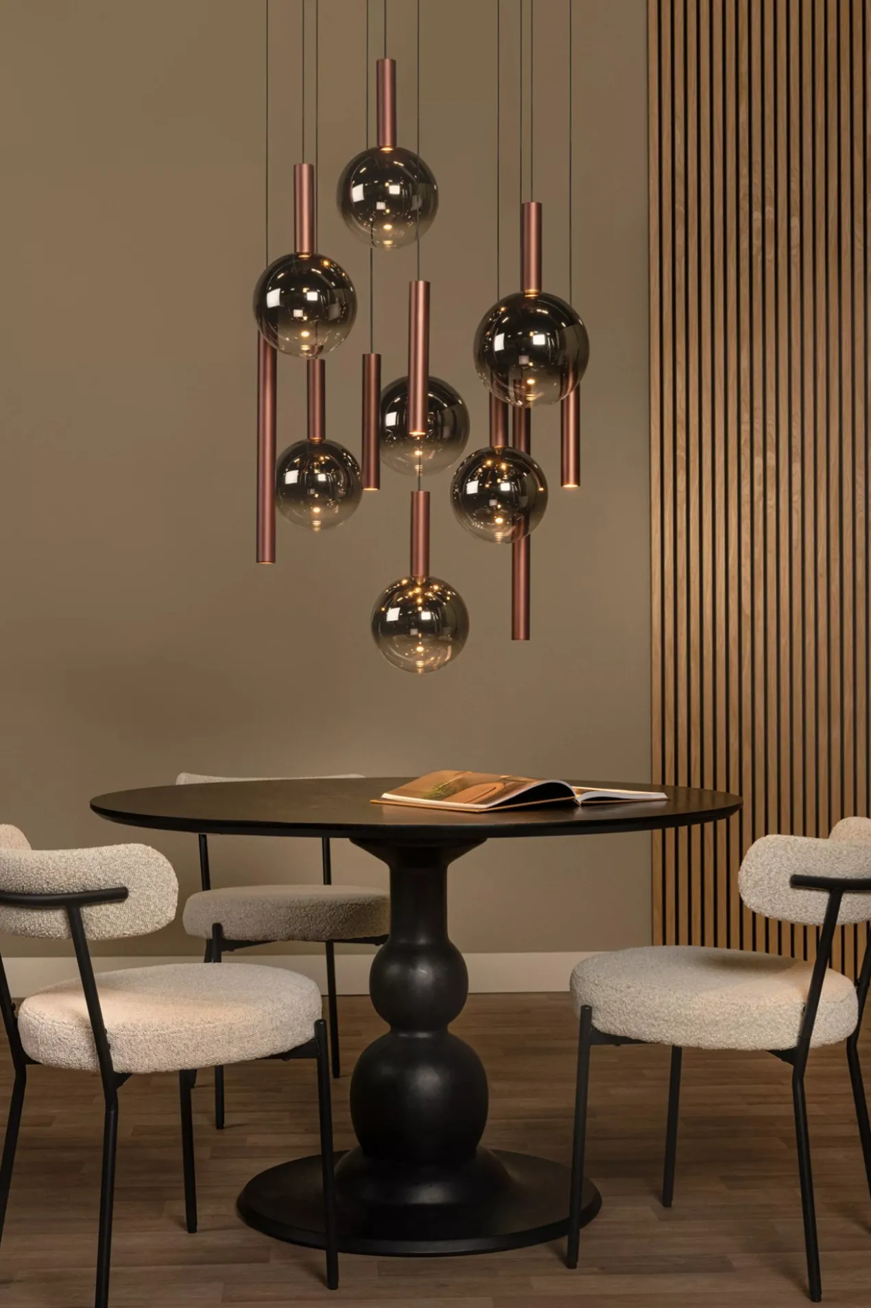 Hanglamp Jasmine rond 12-lichts koper