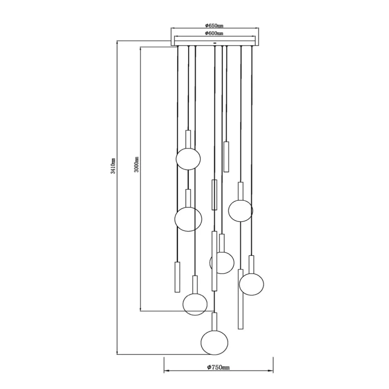 Hanglamp Jasmine rond 12-lichts koper