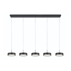 Hanglamp Karel 5-lichts balk zwart