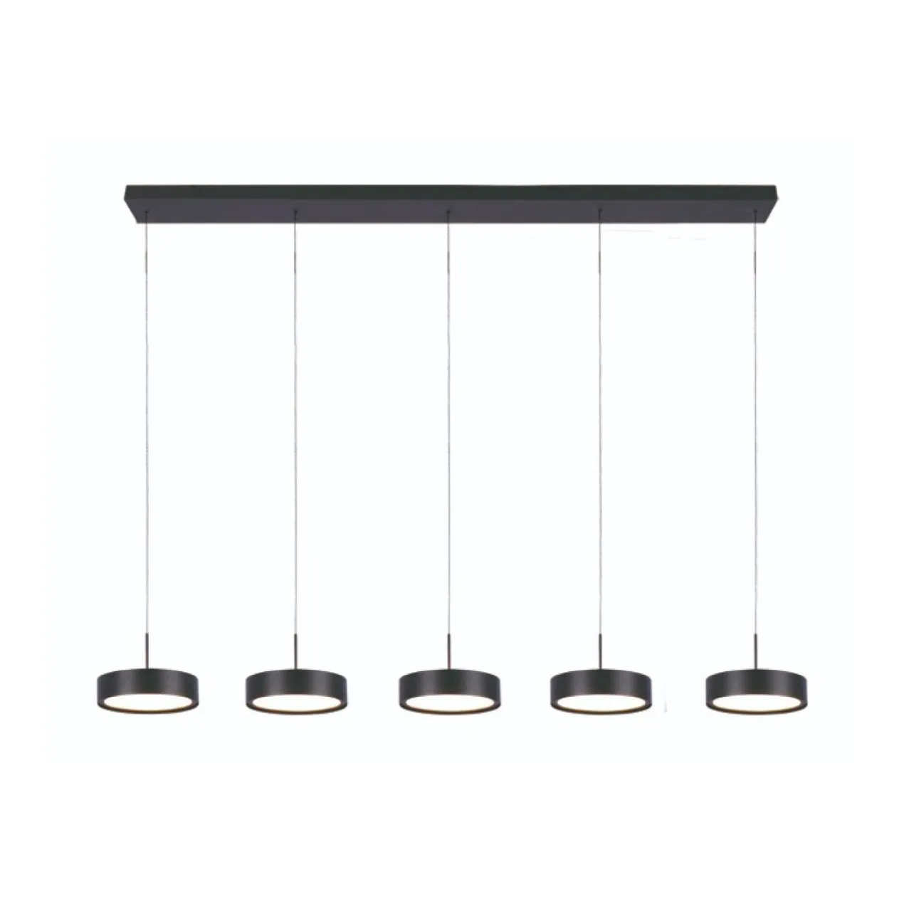 Hanglamp Karel 5-lichts balk zwart
