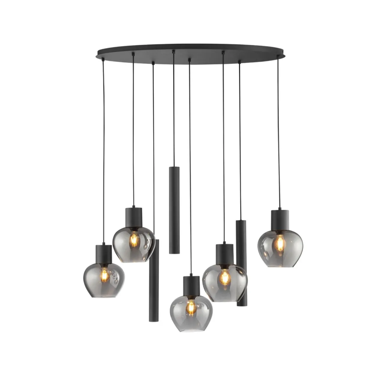 Hanglamp Ligari 8-lichts zwart/smoke