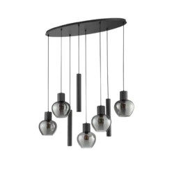 Hanglamp Ligari 8-lichts zwart/smoke