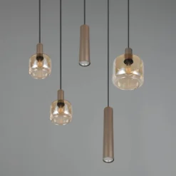 Hanglamp Lizie 5-lichts rond brons