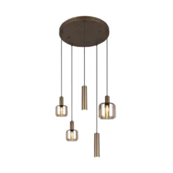 Hanglamp Lizie 5-lichts rond brons