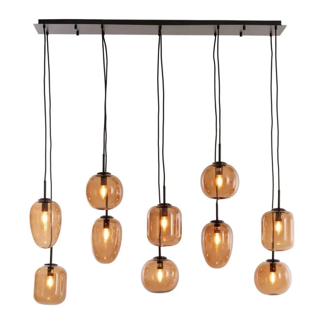 Hanglamp Mezza 10 bruin glas