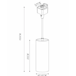 Hanglamp/Pendel Track Floris 1-fase railsysteem zwart