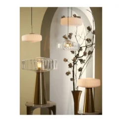 Hanglamp Pleat mat wit glas en goud ø40 cm