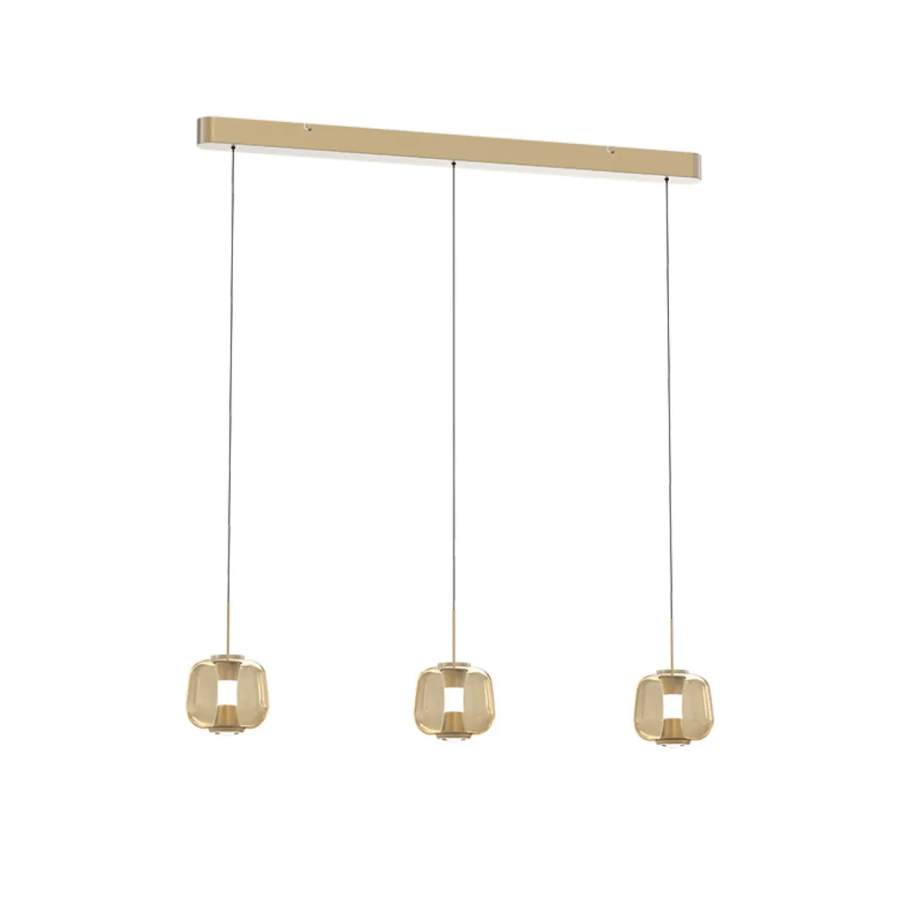 Hanglamp Rosa 3-lichts Balk Rosé-goud
