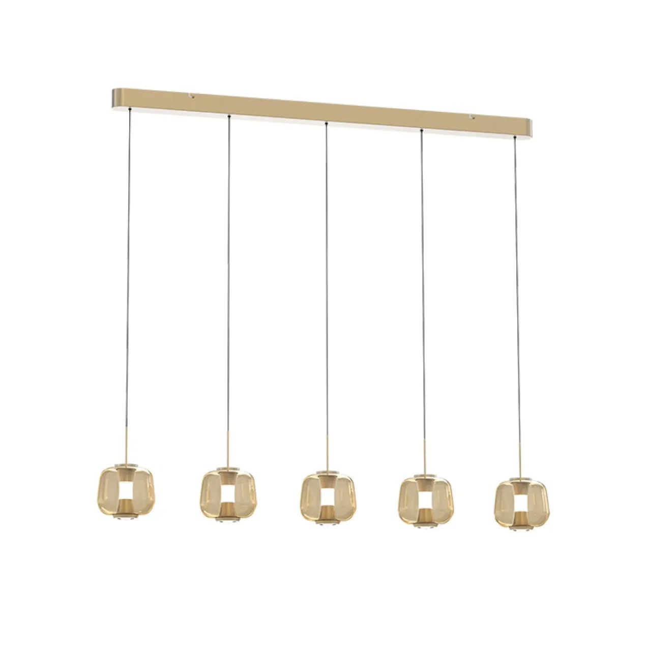 Hanglamp Rosa 5-lichts balk rosé-goud