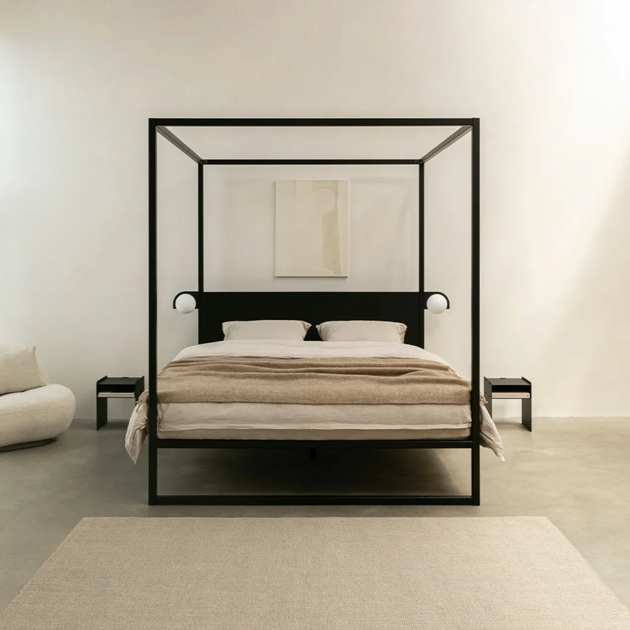 Hemelbed bedframe °02 | Zwart 200 x 200 cm
