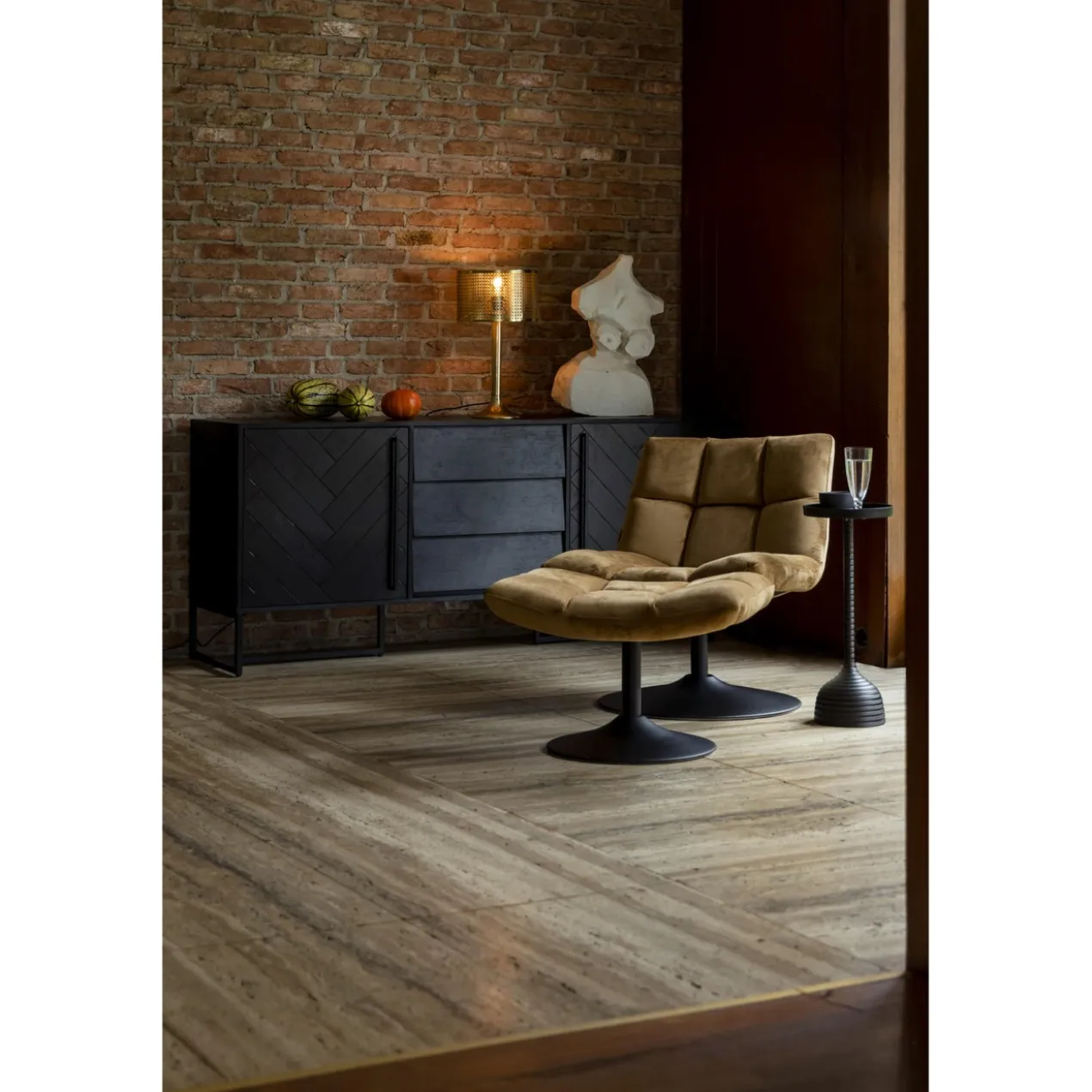 Hocker bar velvet golden brown