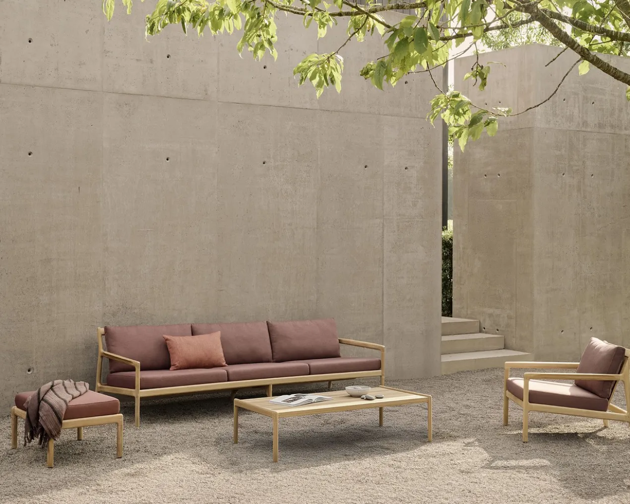 Hocker Teak Jack outdoor burgundy
