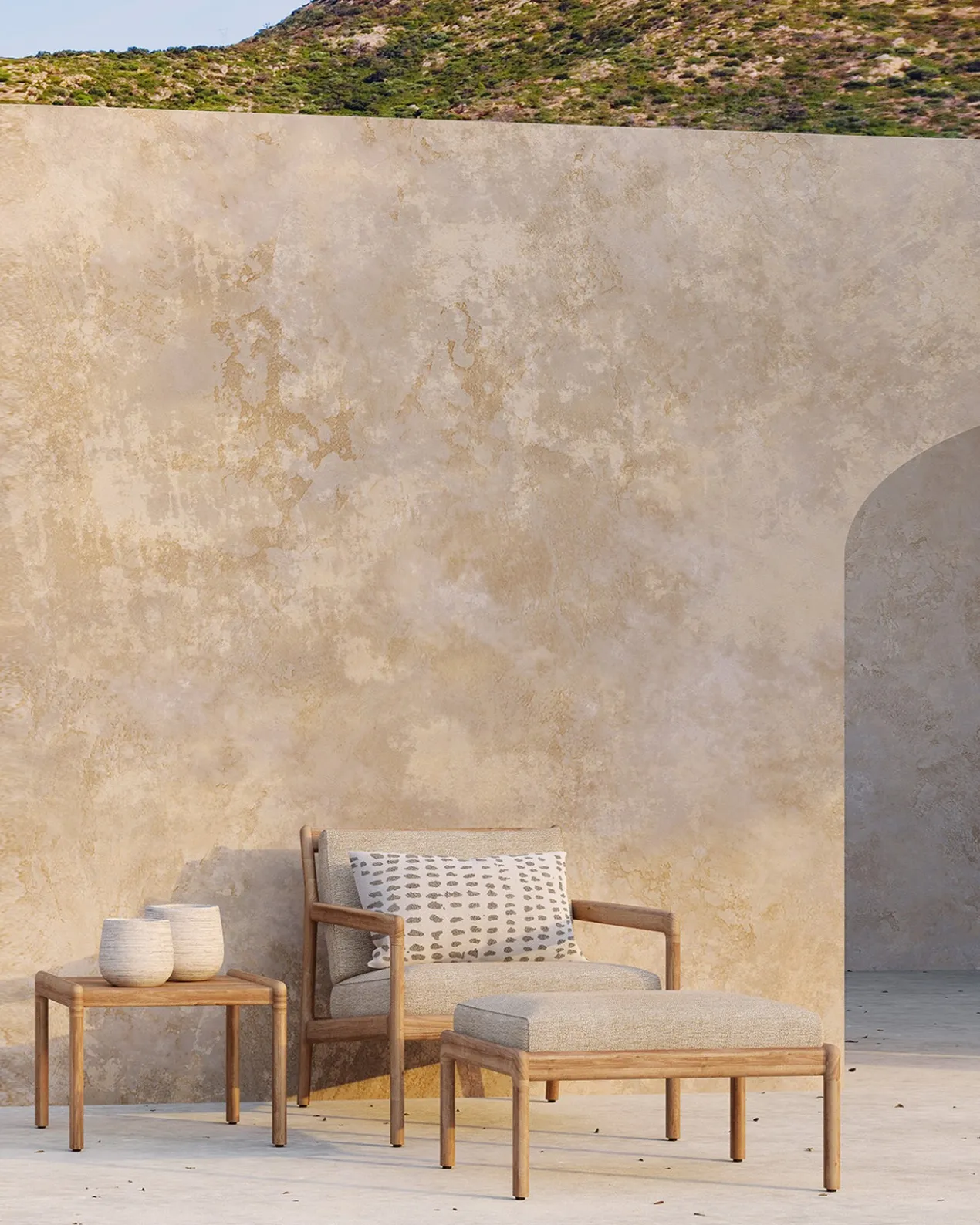 Hocker Teak Jack outdoor off white