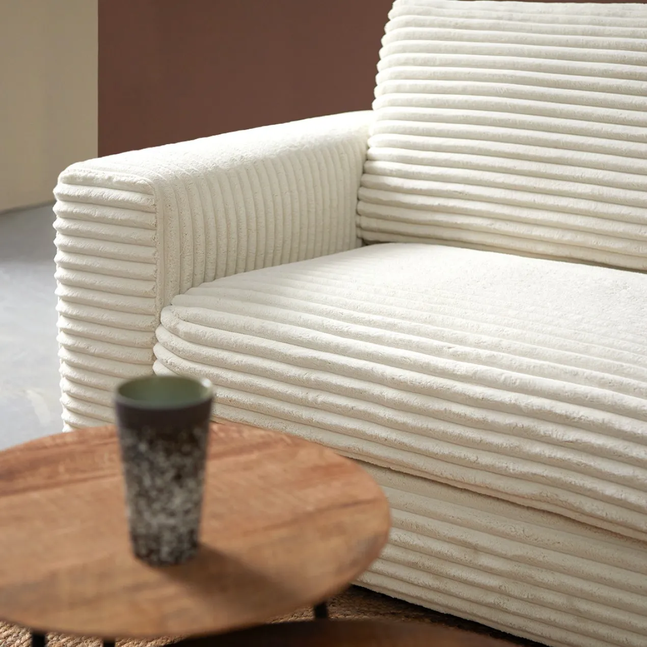 Hoekbank Avero crème chaise longue rechts