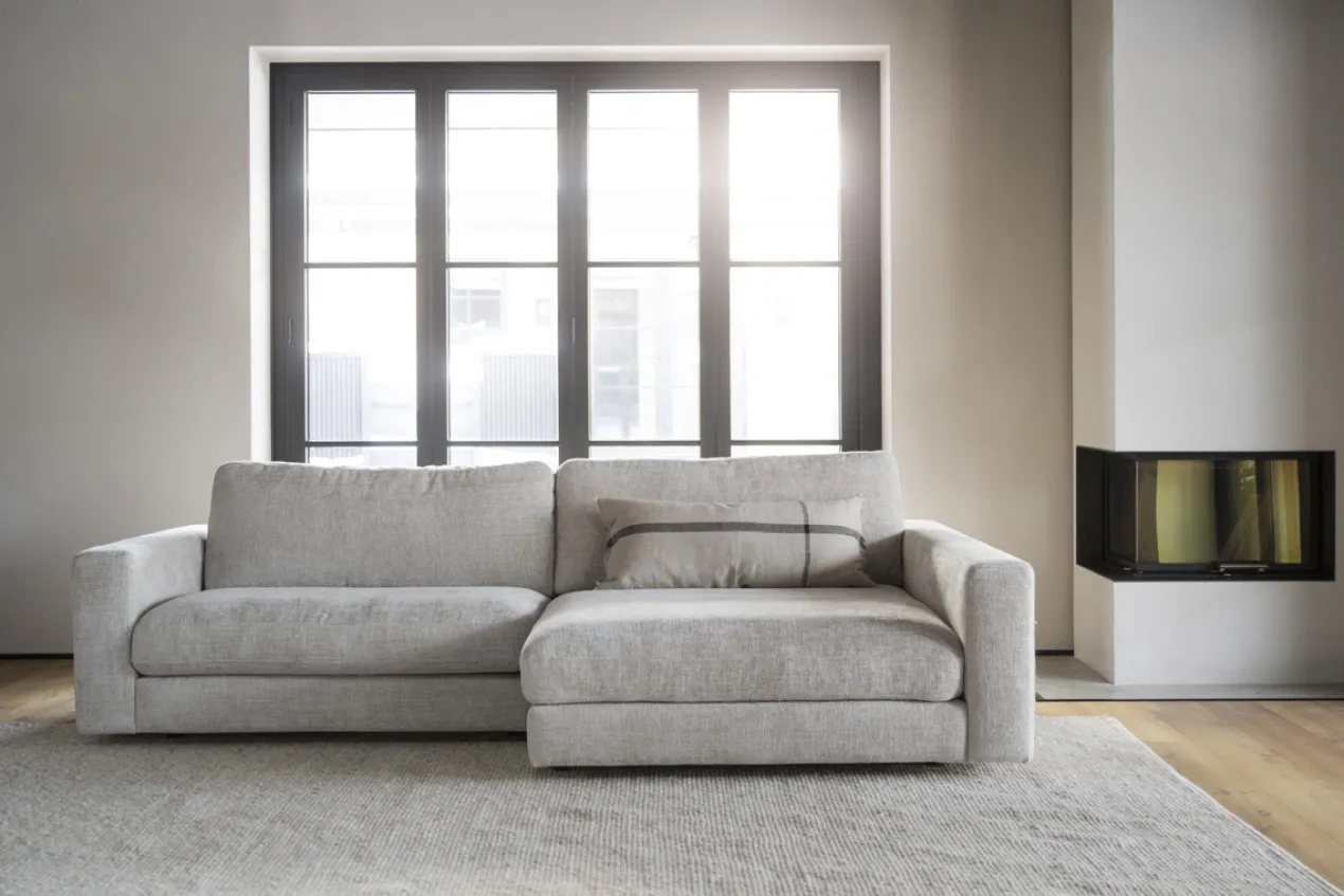 Hoekbank Duncan modulair gestoffeerd - rechts Lichtgrijs/beige
