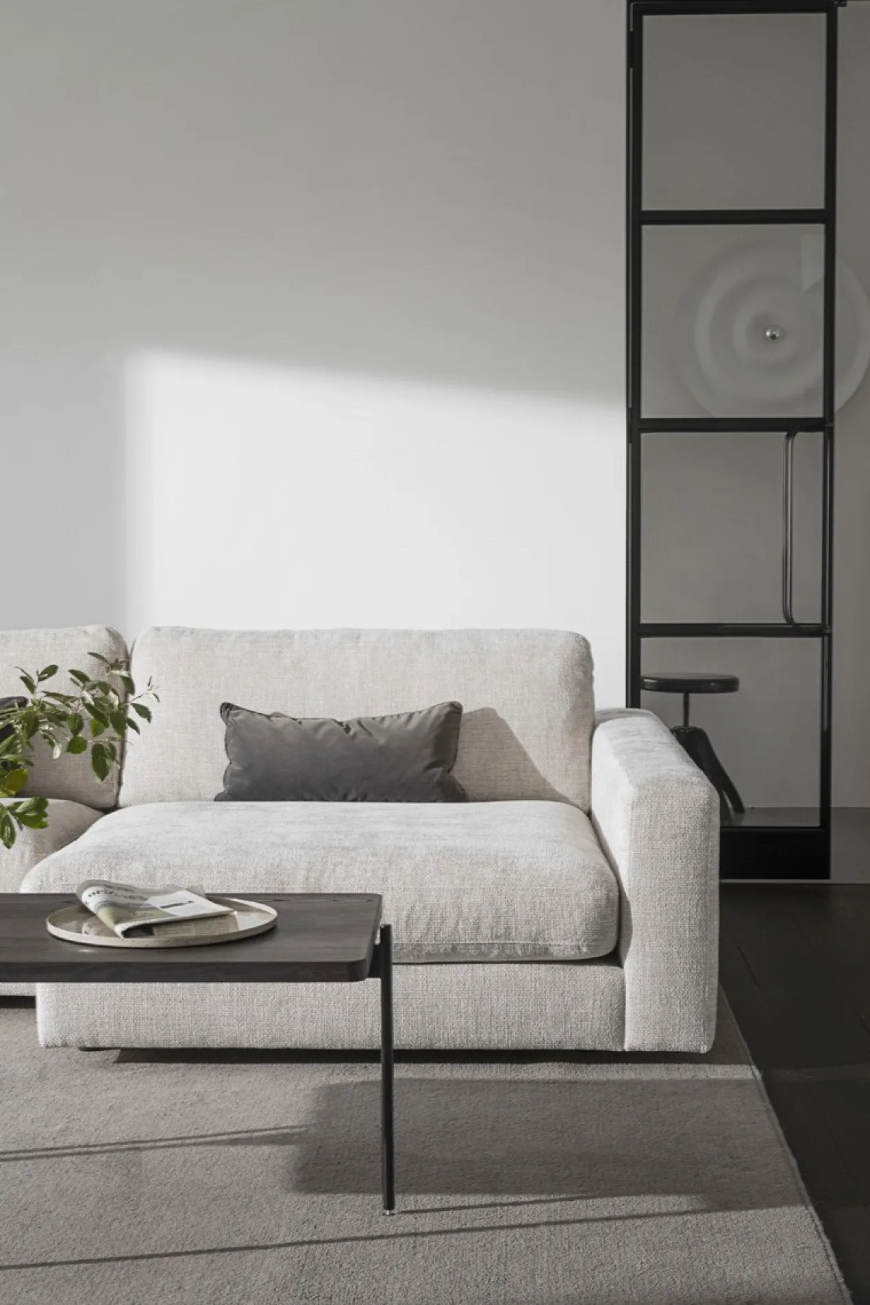 Hoekbank Duncan modulair gestoffeerd - rechts Lichtgrijs/beige