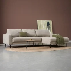Hoekbank Evora beige chaise longue rechts
