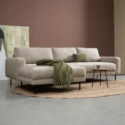 Hoekbank Evora beige chaise longue links