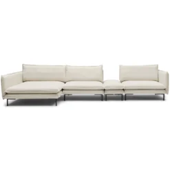 Hoekbank inclusief hocker Twin essence champagne links