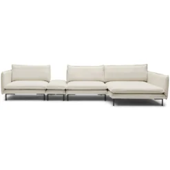 Hoekbank inclusief hocker Twin essence champagne rechts