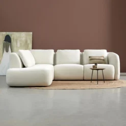 Hoekbank Liora beige ottoman links