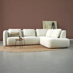 Hoekbank Liora beige ottoman rechts