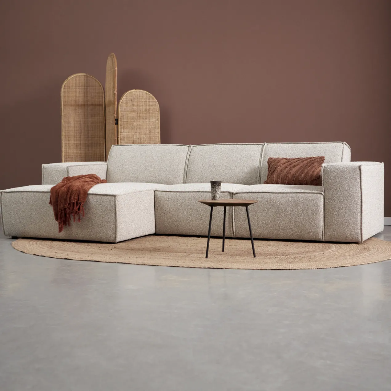 Hoekbank Livento beige chaise longue links