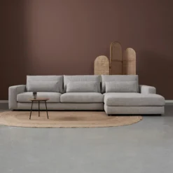 Hoekbank Lusaro lichtgrijs chaise longue rechts