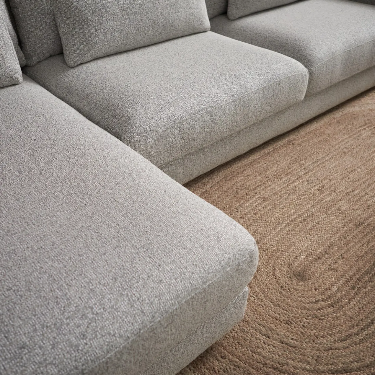 Hoekbank Lusaro lichtgrijs chaise longue links