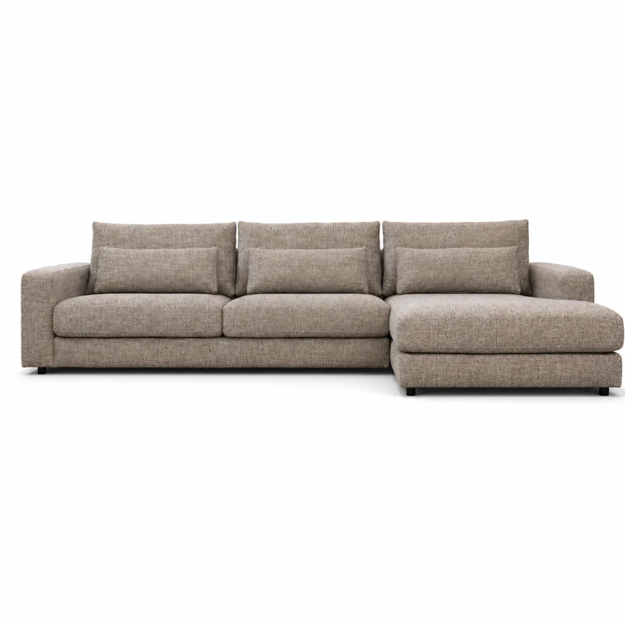 Hoekbank Lusaro taupe chaise longue rechts