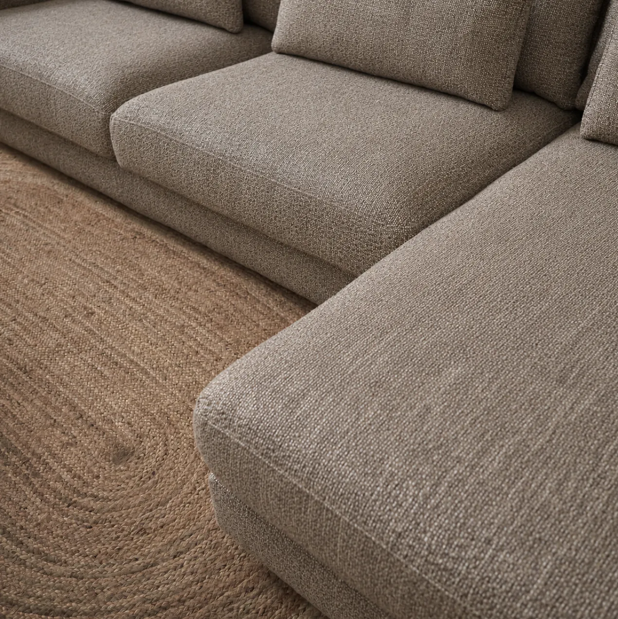 Hoekbank Lusaro taupe chaise longue rechts