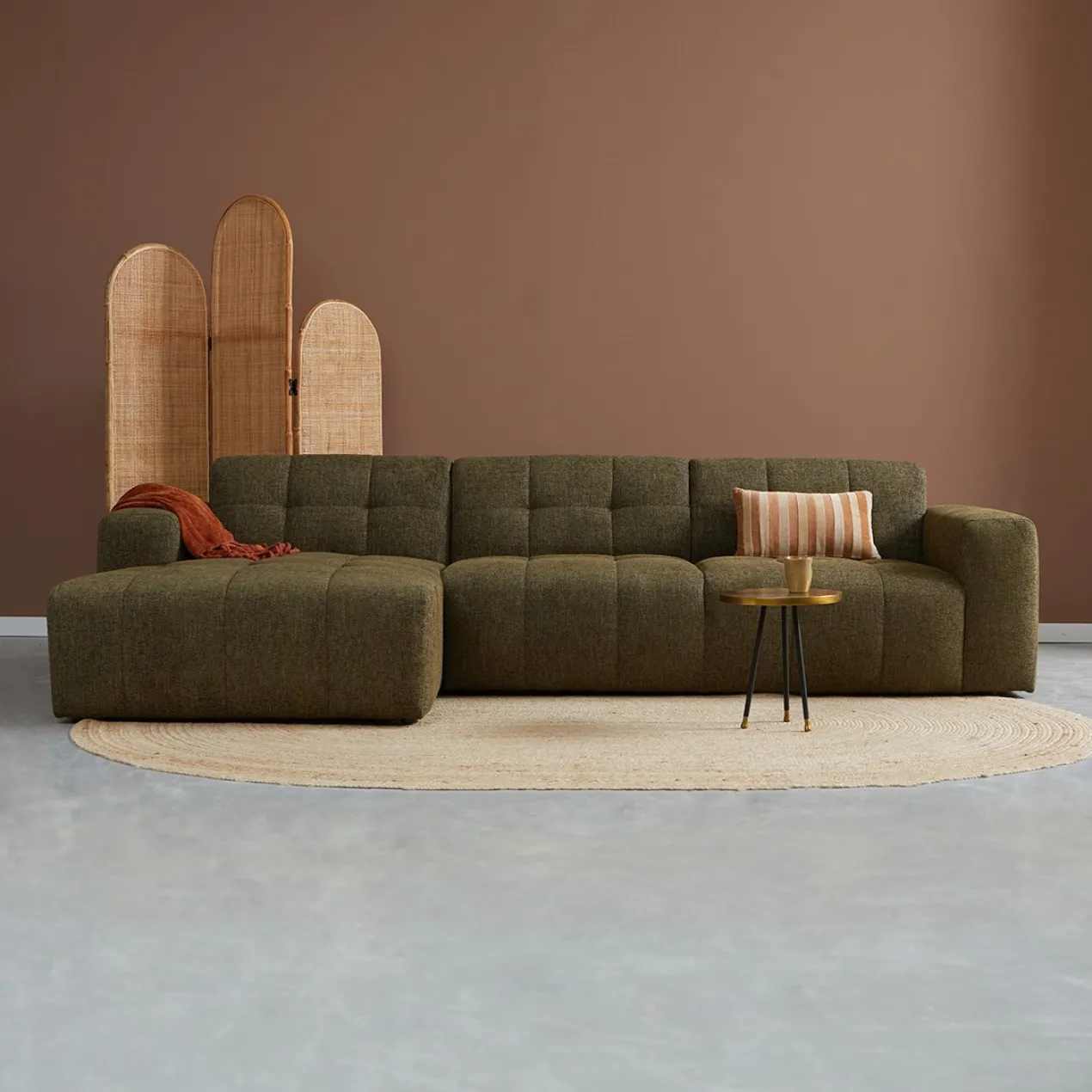 Hoekbank Nova groen chaise longue links
