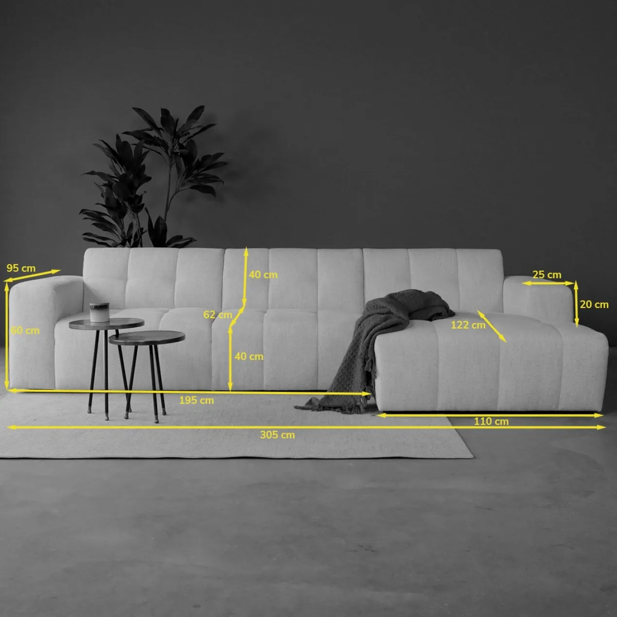 Hoekbank Nova off-white chaise longue rechts