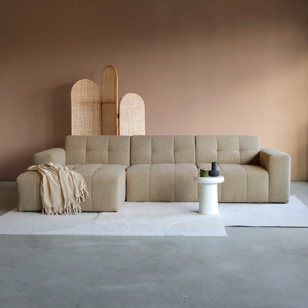 Hoekbank Nova Taupe Chaise Longue Links