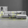 Hoekbank Riva Beige Ottoman Links