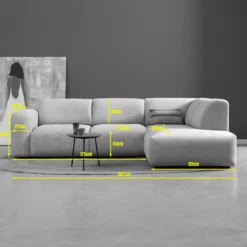 Hoekbank Riva Beige Ottoman Rechts