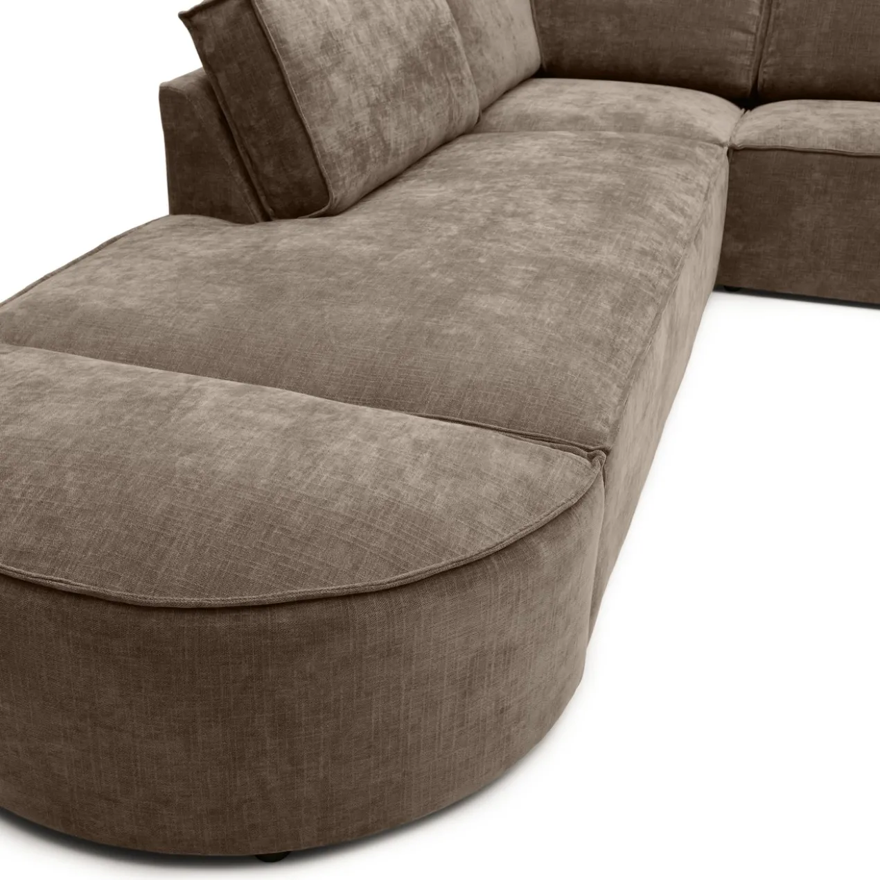 Hoekbank Segment met hockers be cotton light brown links