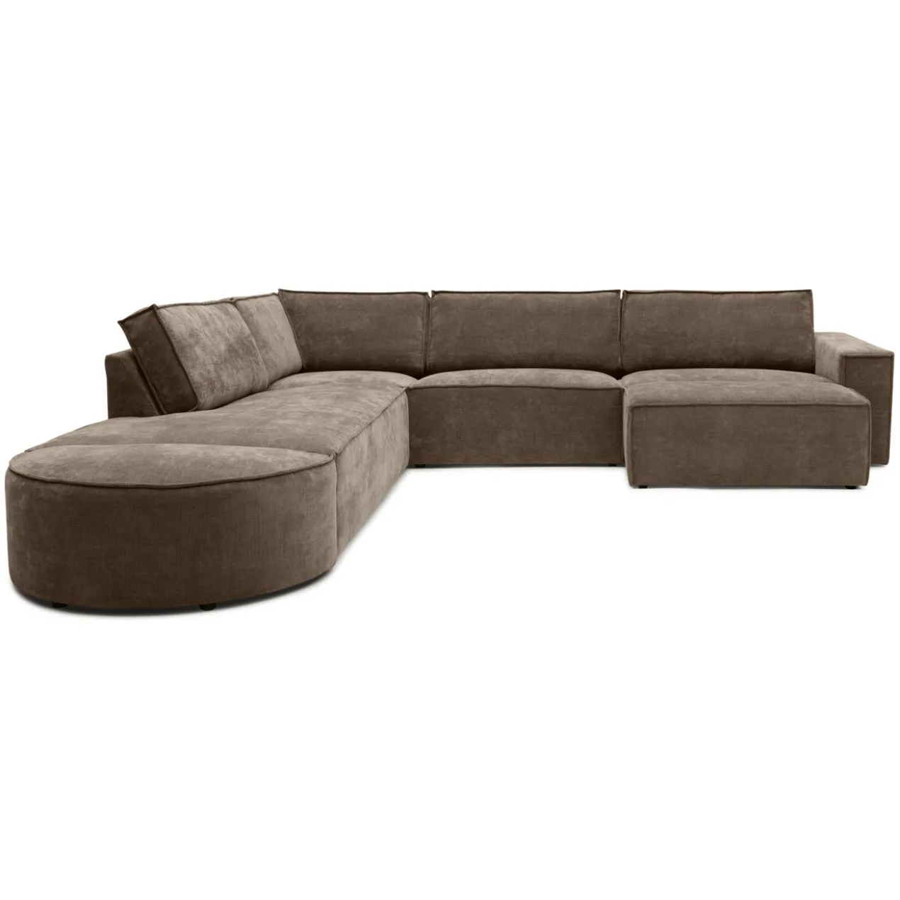 Hoekbank Segment met hockers be cotton light brown links
