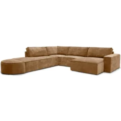 Hoekbank Segment met hockers be cotton ocher links