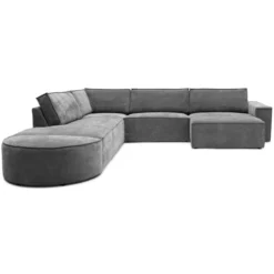 Hoekbank Segment met hockers be cotton grey links