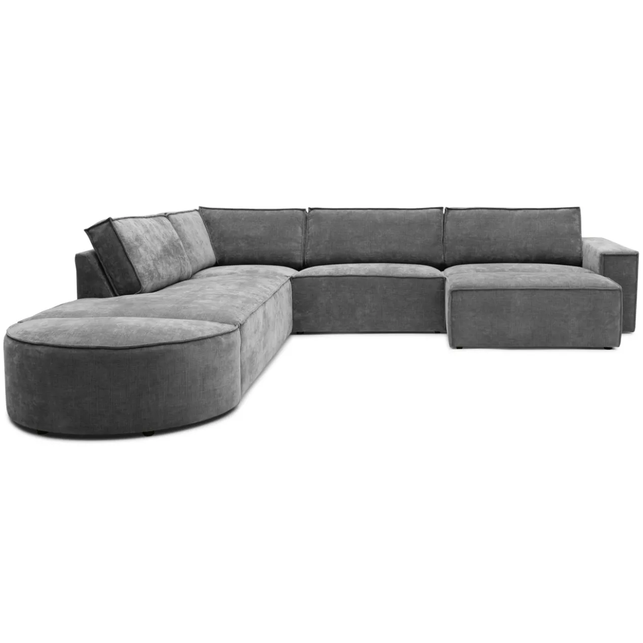 Hoekbank Segment met hockers be cotton grey links