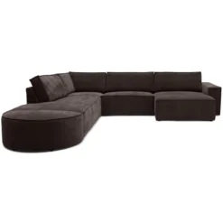 Hoekbank Segment met hockers be cotton brown links