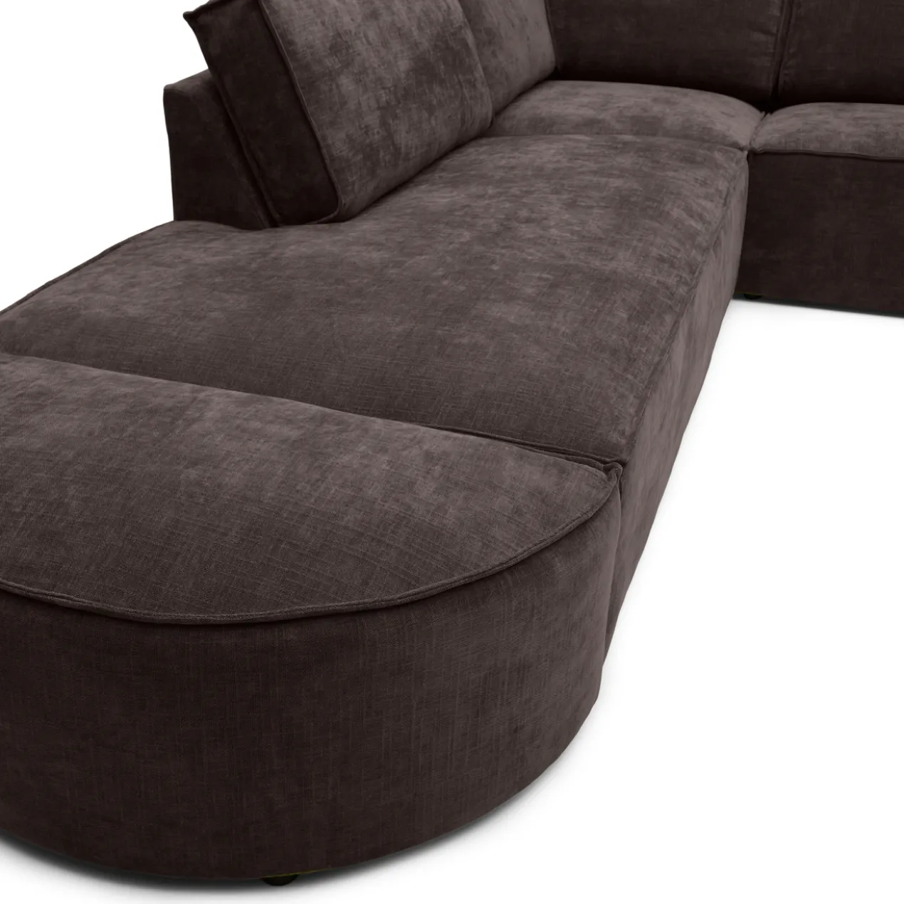 Hoekbank Segment met hockers be cotton brown links