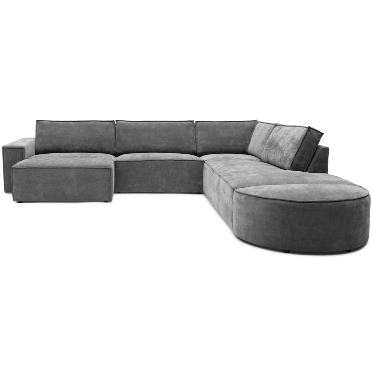 Hoekbank Segment met hockers be cotton grey rechts