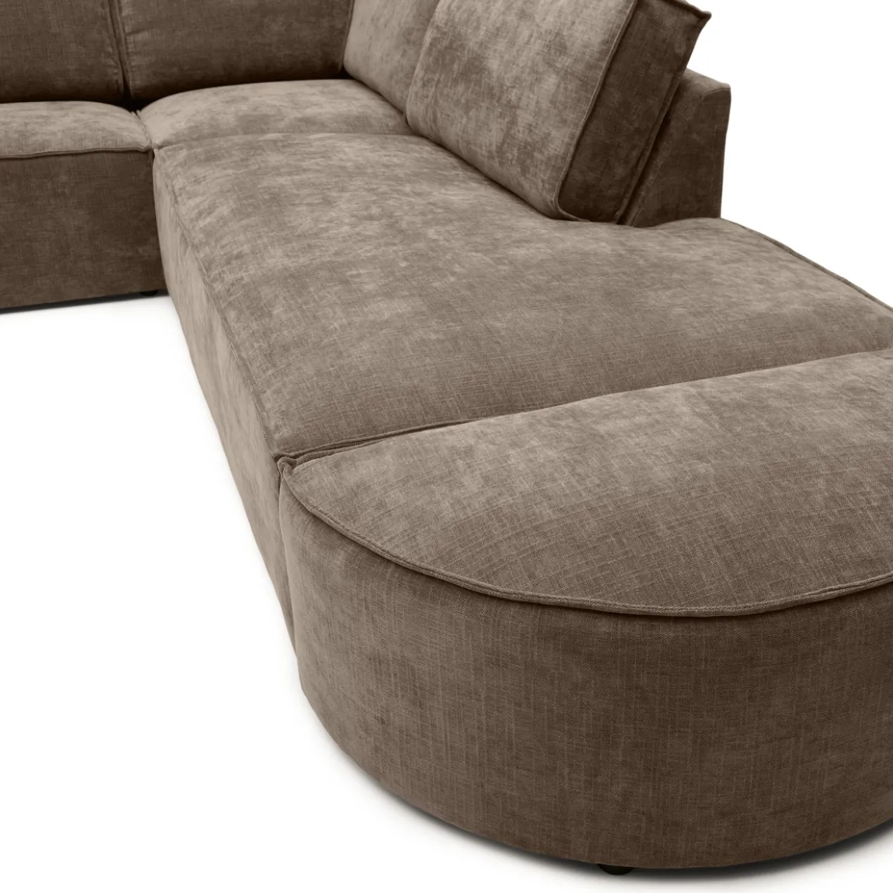 Hoekbank Segment met hockers be cotton light brown rechts